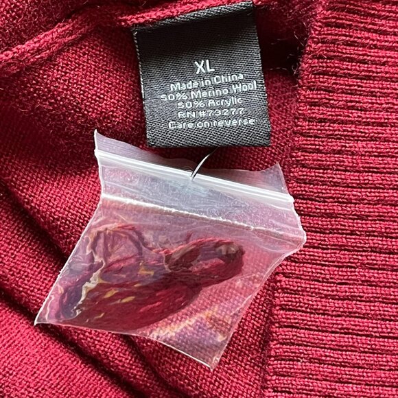 Apt 9 Merino Blend 1/4 Zip Pullover Sweater Heather Maroon Red Mock Neck Size XL - Picture 4 of 5